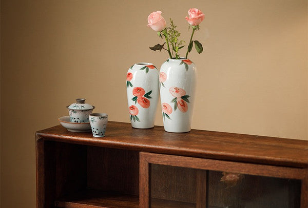 Handmade Water Holding Flower Vases, Modern Flower Vase Centerpiece on Table, Porcelain Flower Vases, Ceramic Bouquet Vases-HomePaintingDecor