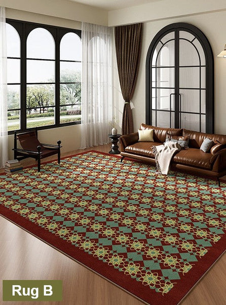 Mid Century Modern Rugs, Colorful Geometric Rugs for Dining Room, Minimalist Modern Rugs for Bedroom, Colorful Absract Rugs for Living Room-HomePaintingDecor