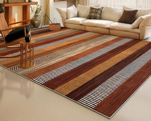 Colorful Abstract Rugs for Dining Room, Contemporary Rugs for Bedroom, Mid Century Modern Rugs Next to Bed, Bohemian Style Carpets for Living Room-HomePaintingDecor