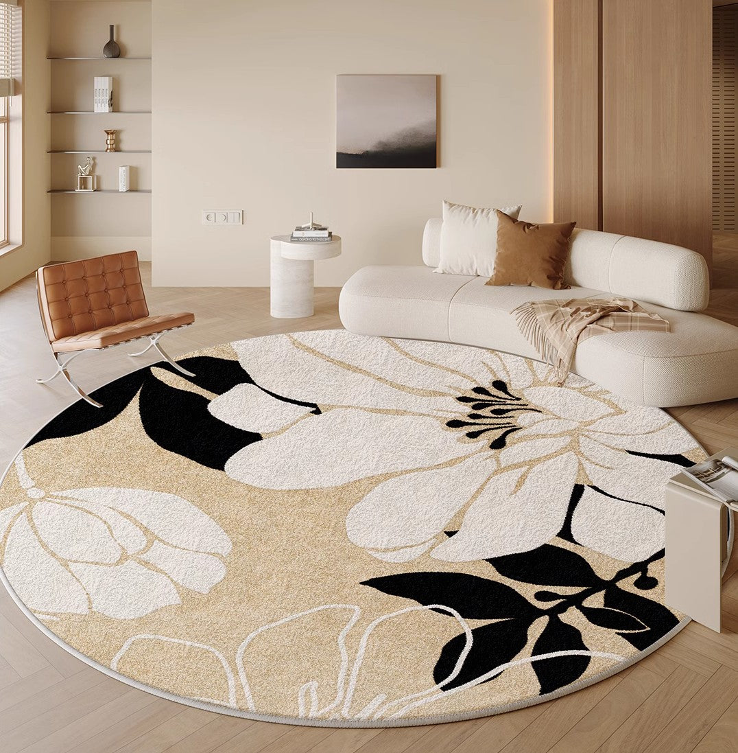 Geometric Round Rugs for Dining Room, Bedroom Abstract Modern Area Rugs, Circular Modern Rugs under Chairs, Contemporary Modern Rug for Living Room-HomePaintingDecor