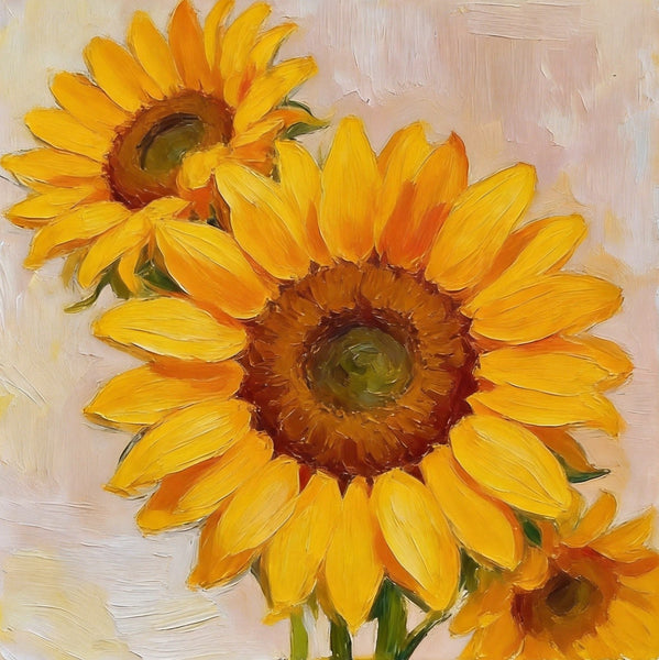 Sunflowers in Full Bloom, Still Life Painting, Hand Painted Canvas Art, Original Flower Paintings, Buy Small Paintings Online, Small Canvas Artwork