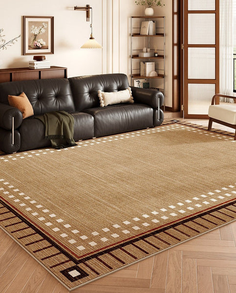 Mid Century Modern Rug for Living Room, Brown Modern Carpets for Office, Geometric Contemporary Rugs for Dining Room