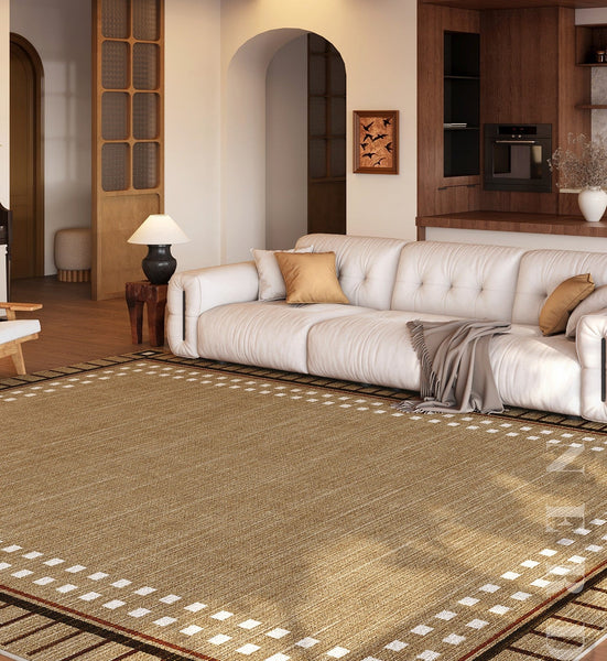 Mid Century Modern Rug for Living Room, Brown Modern Carpets for Office, Geometric Contemporary Rugs for Dining Room