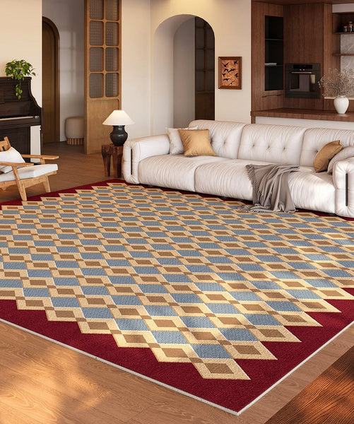 Unique Modern Rugs for Dining Room, Mid Century Modern Rugs Next to Bed, Geometric Contemporary Rugs for Living Room, Abstract Modern Carpets for Living Room-HomePaintingDecor