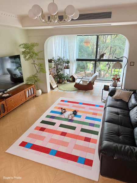 Colorful Modern Rugs for Bedroom, Mid Century Modern Carpets for Living Room, Contemporary Modern Carpets for Dining Room-HomePaintingDecor
