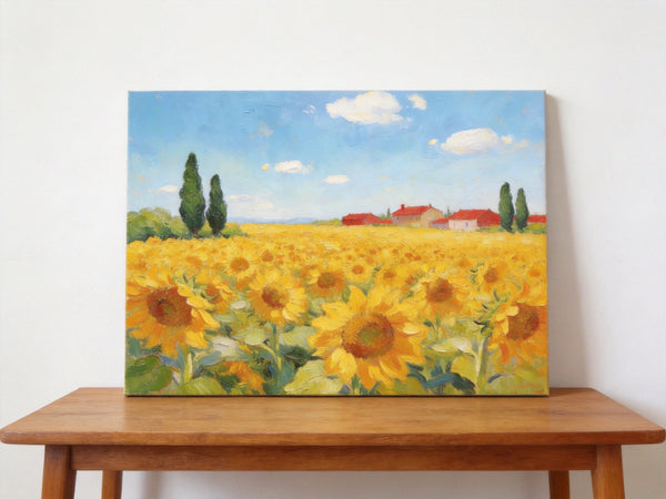 Original Landscape Paintings, Sunflower Field Painting, Small Canvas Wall Art Paintings, Buy Original Art Online, Hand Painted Canvas Artwork