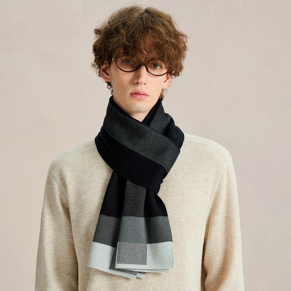 Long Wool Man Scarf, Business Casual Scarf for Men, Formal Men Scarf Styles, Men's Winter Scarves, Men's Wool Scarf Winter, Unique Gifts for Men
