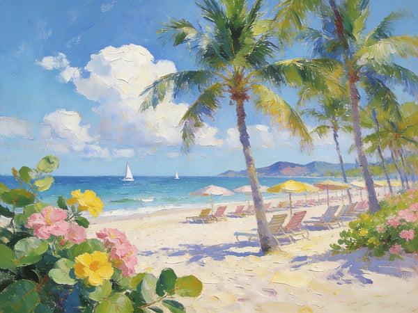 Small Wall Paintings, Florida Beach in Spring, Simple Painting Ideas, Landscape Canvas Paintings, On Canvas Small Paintings, Hand Painted Wall Art-HomePaintingDecor