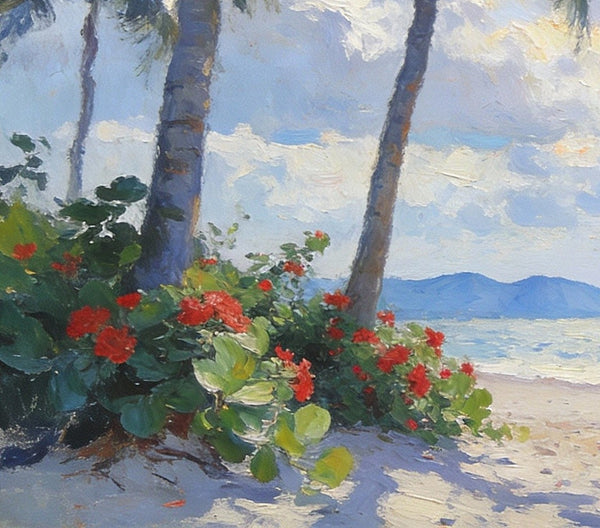 Small Wall Paintings, A Leisurely Florida Beach Holiday, Landscape Canvas Paintings, On Canvas Small Paintings, Hand Painted Canvas Art, Simple Painting Ideas-HomePaintingDecor