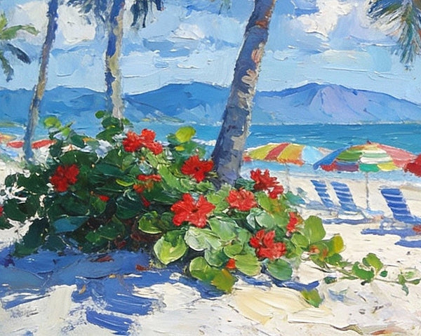 Florida Beach Vacation, Seashore Sail Boat Painting, Original Small Paintings on Canvas, Small Paintings on Canvas, Hand Painted Canvas Art, Small Landscape Paintings-HomePaintingDecor