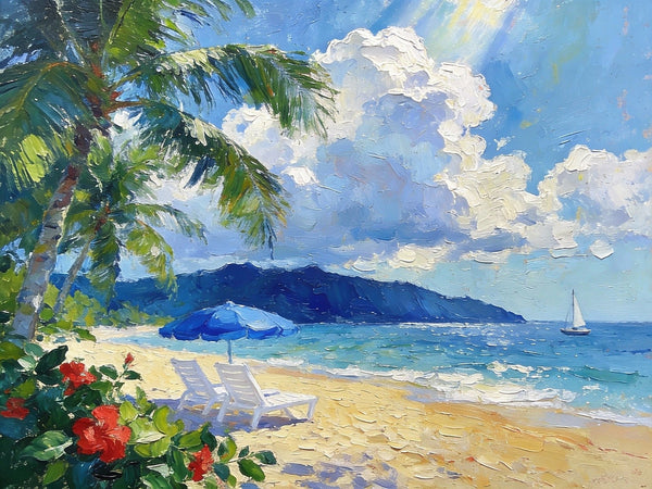 Small Oil Paintings on Canvas, Florida Beach Vacation, Landscape Canvas Paintings, Palette Knife Artwork, Hand Painted Canvas Art, Original Oil Paintings-HomePaintingDecor