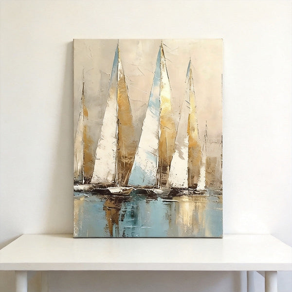 Original Abstract Paintings, Hand Painted Canvas Art, Abstract Sail Boats Painting, Original Small Paintings, Buy Small Art Online-HomePaintingDecor