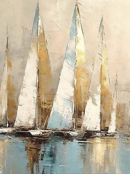 Original Abstract Paintings, Hand Painted Canvas Art, Abstract Sail Boats Painting, Original Small Paintings, Buy Small Art Online-HomePaintingDecor