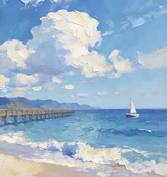 Small Oil Paintings on Canvas, A Sunny Florida Beach, Small Wall Paintings, Landscape Canvas Paintings, Hand Painted Artwork, Original Oil Paintings-HomePaintingDecor