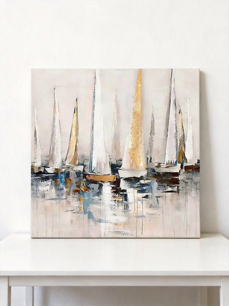 Original Abstract Paintings, Abstract Sail Boats Painting, Small Acrylic Painting on Canvas, Small Canvas Artwork, Hand Painted Canvas Art, Buy Small Paintings Online-HomePaintingDecor