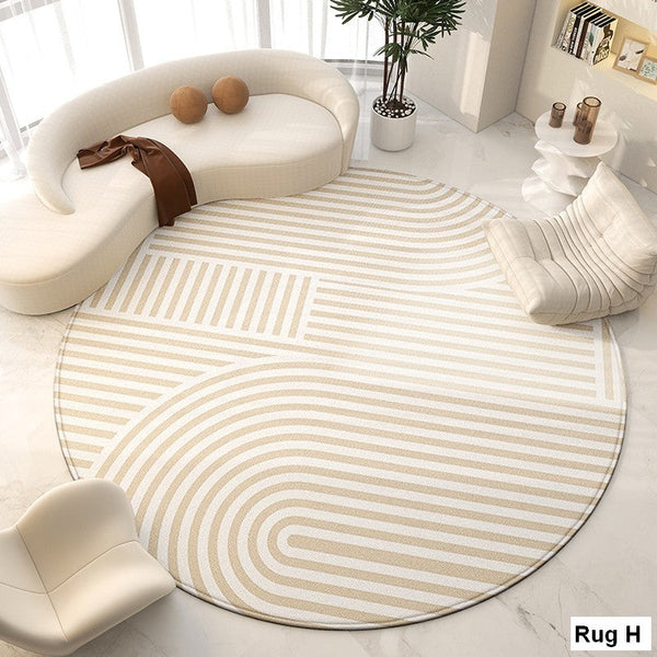 Living Room Contemporary Modern Rugs, Modern Area Rugs for Bedroom, Geometric Round Rugs for Dining Room, Circular Modern Rugs under Chairs-HomePaintingDecor