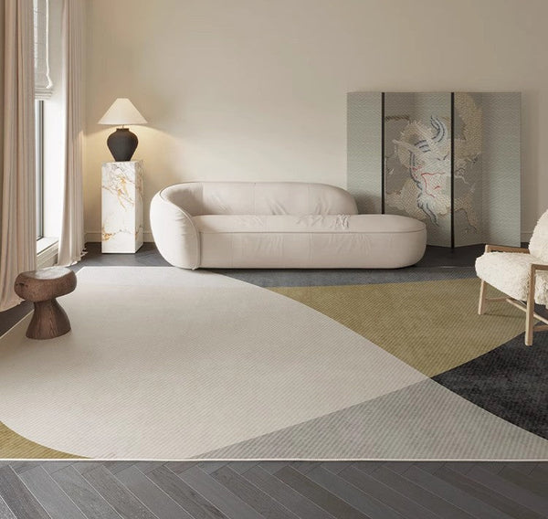 Modern Area Rugs for Living Room, Abstract Contemporary Modern Rugs, Geometric Area Rugs for Bedroom, Dining Room Floor Carpet Placement Ideas-HomePaintingDecor