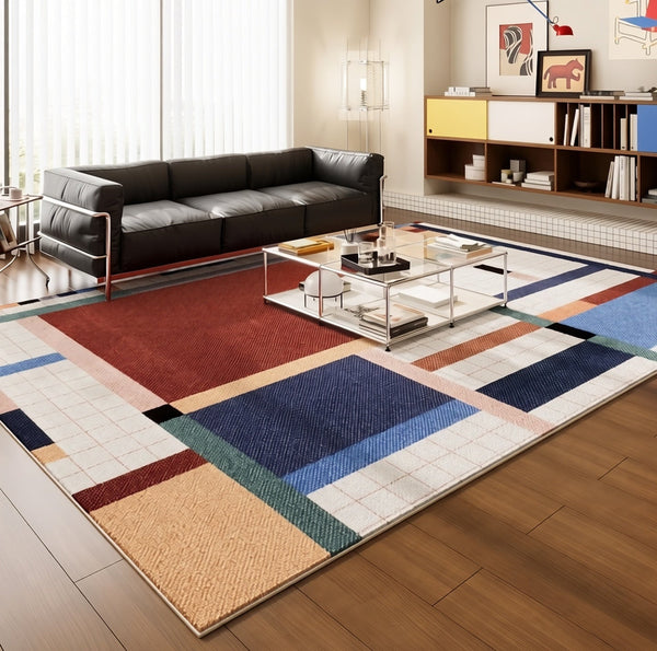 Abstract Contemporary Rugs for Bedroom, Mid Century Area Rugs for Living Room, Elegant Modern Area Rugs under Sofa, Modern Carpets for Office, Dining Room Floor Rugs-HomePaintingDecor