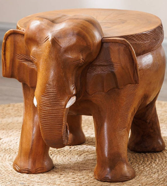 Dining Table Stool, Handmade Solid Wood low Stool, Elephant Wooden Stool, Elephant Sofa Stool, Creative Shoe-changing Stool-HomePaintingDecor