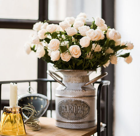 Flower Arrangement Ideas for Living Room, White Camellia Flowers, Modern Artificial Flowers for Home Decoration, Simple Artificial Floral for Bedroom-HomePaintingDecor