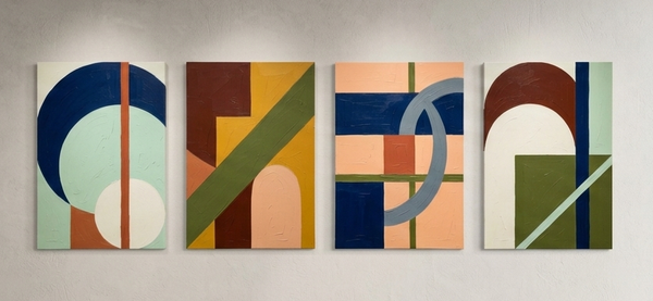 Modern Paintings for Living Room, Multi Panel Wall Art Paintings, Abstract Geometric Artwork-HomePaintingDecor