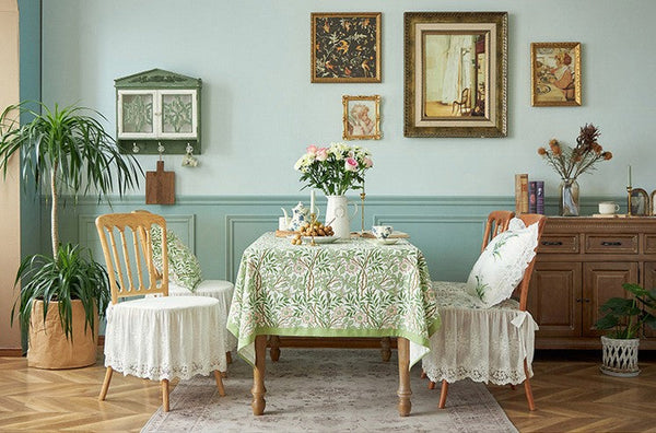 Large Rectangle Tablecloth for Dining Room Table, Square Tablecloth for Round Table, Farmhouse Table Cloth, Flower Pattern Tablecloth-HomePaintingDecor