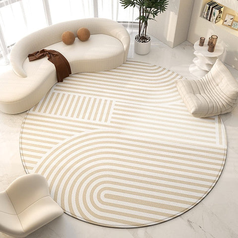 Living Room Contemporary Modern Rugs, Modern Area Rugs for Bedroom, Geometric Round Rugs for Dining Room, Circular Modern Rugs under Chairs-HomePaintingDecor