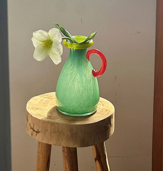 Small Flower Vase, Modern Glass Flower Vases, Handmade Glass Bud Vases, Water Holding Flower Vases, Flower Vases on Table-HomePaintingDecor