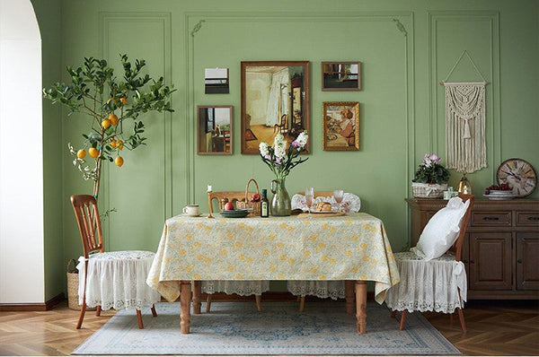 Natural Spring Farmhouse Table Cloth, Large Modern Rectangle Tablecloth for Dining Room Table, Square Tablecloth for Round Table, Flower Pattern Tablecloth-HomePaintingDecor