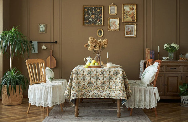 Spring Flower Pattern Tablecloth for Home Decoration, Extra Large Rectangle Tablecloth for Dining Room Table, Large Square Tablecloth for Round Table-HomePaintingDecor