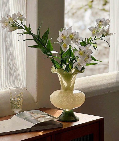 Bouquet Flower Vase, Vintage Glass Flower Vases, Water Holding Flower Vases, Glass Bud Vases, Handmade Flower Vases on Table-HomePaintingDecor