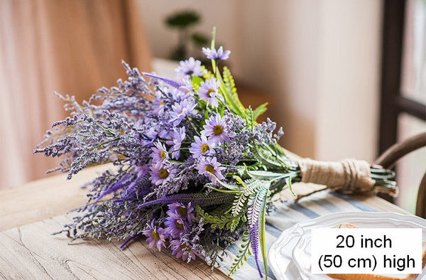 Myosotis Lovegrass, Daisy, Salvia, Beautiful Spring Flower Arrangement for Living Room, Ctreative Modern Artificial Floral for Home Decoration-HomePaintingDecor