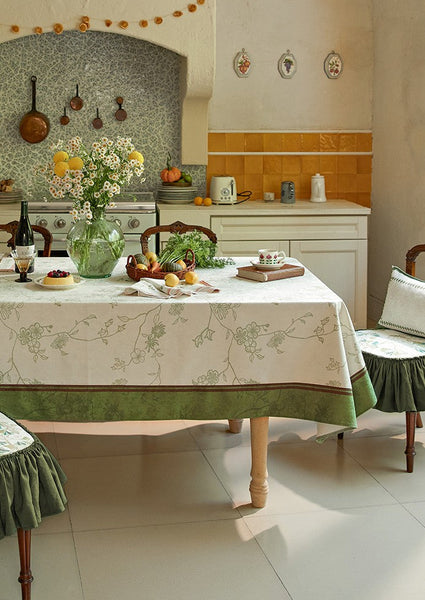 Spring Green Flower Table Covers, Large Modern Rectangle Tablecloth for Dining Table for Round Table, Farmhouse Table Cloth for Oval Table, Square Tablecloth for Kitchen-HomePaintingDecor