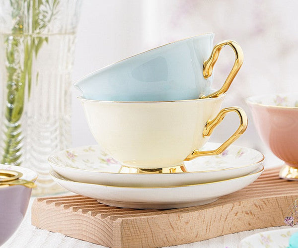 Elegant Ceramic Coffee Cups, Beautiful British Tea Cups, Unique Traditional Afternoon Tea Cup and Saucer in Gift Box, Royal Porcelain Tea Cup Set-HomePaintingDecor
