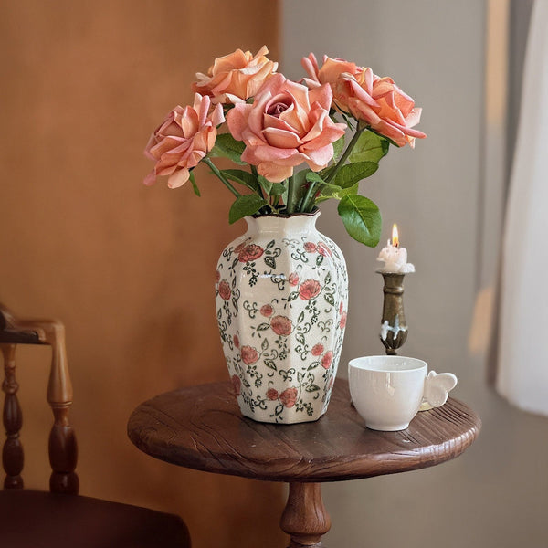 Ceramic Bouquet Vases, Tall Flower Vases on Table, Rustic Porcelain Flower Vases, Handmade Water Holding Flower Vases-HomePaintingDecor