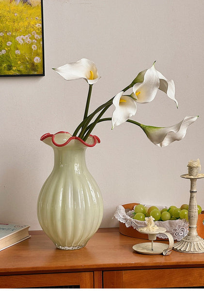 French Vintage Glass Flower Vases, Glass Bud Vases, Flower Vases on Table, Handmade Water Holding Flower Vases-HomePaintingDecor