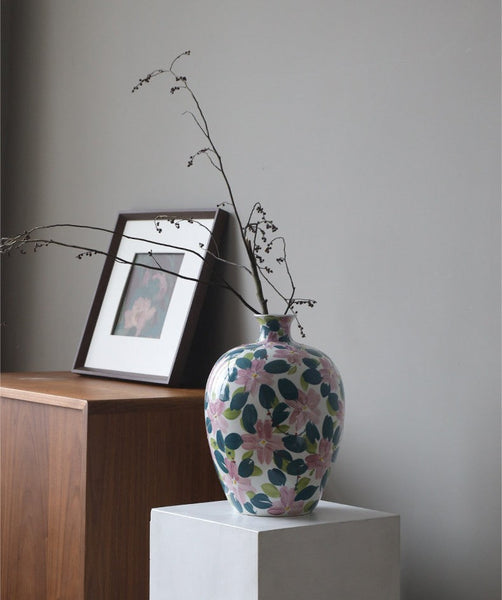 Unique Handmade Modern Flower Vase, Large Porcelain Vases for Modern Home Decor, Centerpiece Ceramic Bouquet Vases, Contemporary Vases on Dining Table-HomePaintingDecor