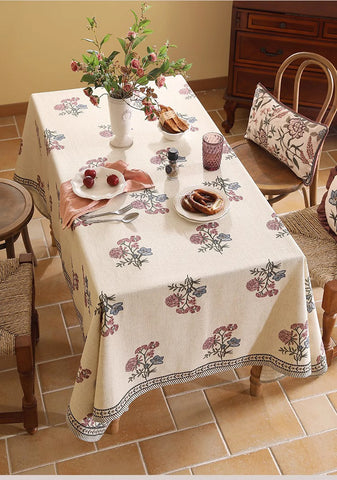 Rectangle Tablecloth for Dining Table, Beautiful Large Modern Tablecloth, Spring Flower Rustic Table Cover, Square Linen Tablecloth for Coffee Table