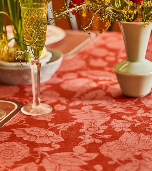Christmas Table Cloth, Wedding Tablecloth, Red Flower Pattern Tablecloth for Home Decoration, Rectangle Tablecloth for Dining Room Table, Square Tablecloth