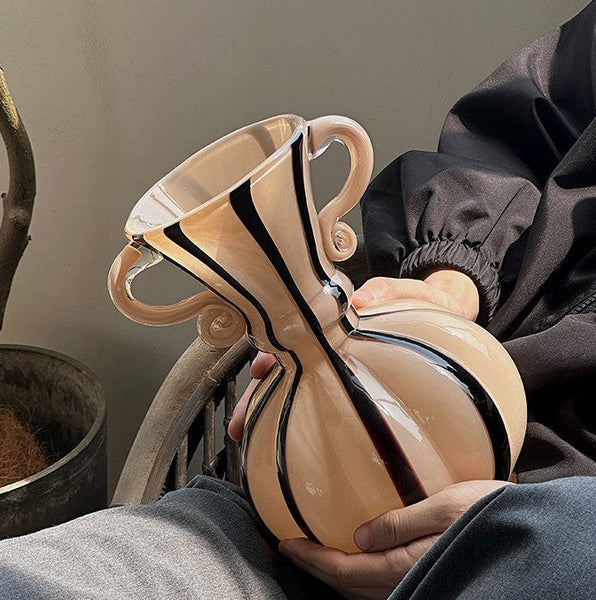 Modern Glass Flower Vases, Glass Flower Vases, Handmade Glass Bud Vases, Water Holding Flower Vases, Flower Vases on Table-HomePaintingDecor