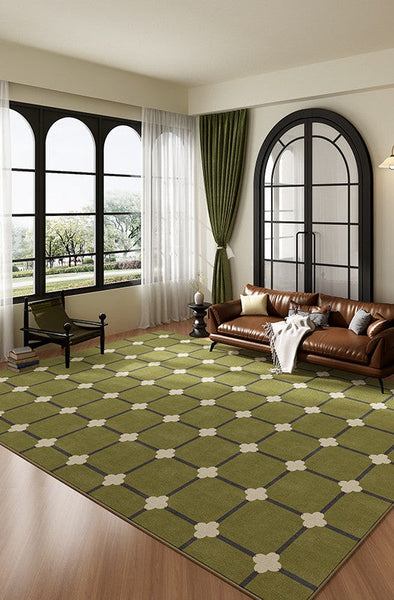 Minimalist Geometric Rugs for Living Room, Green Absract Rugs for Bedroom, Living Room Contemporary Modern Rugs, Mid Century Modern Rugs-HomePaintingDecor