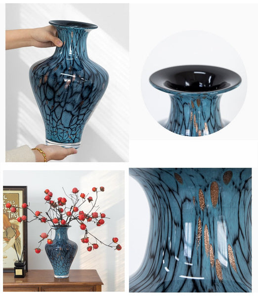 Handmade Liuli Vases, Centerpiece Vases on Table, Colored Glaze Vase for Modern Home Decor, Glass Bud Vases, Bouquet Flower Vase-HomePaintingDecor