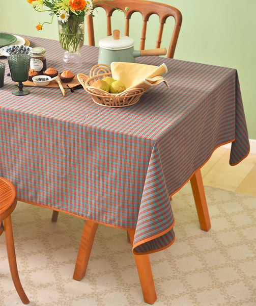 Cotton Chequer Rectangular Tablecloth for Kitchen, Rectangle Table Covers for Dining Room Table, Square Tablecloth for Coffee Table, Farmhouse Table Cloth-HomePaintingDecor