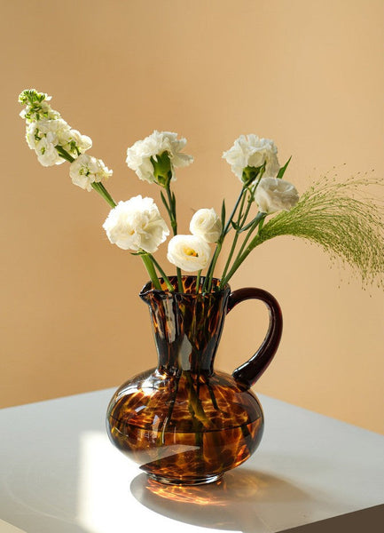 Handmade Modern Vases for Bedroom, Decorative Glass Vase, Mid Century Glass Vases, Centerpiece Contemporary Vases on Table, Modern Glass Vase for Flowers