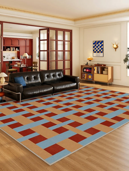 Abstract Contemporary Area Rugs for Living Room, Modern Carpets Next to Bed, Mid Century Modern Rugs, Colorful Abstract Carpets-HomePaintingDecor