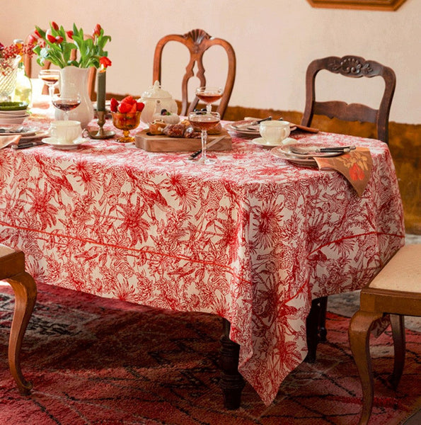 Modern Rectangle Tablecloth for Dining Room Table, Jungle Animals Leopard Parrot Pattern Tablecloth for Home Decoration, Large Square Tablecloth, Christmas Tablecloth-HomePaintingDecor