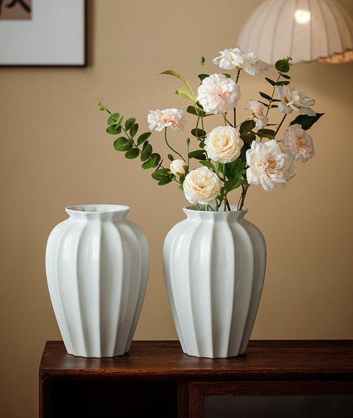 Centerpiece Ceramic Bud Vases, Porcelain Flower Vases, Large Flower Vases on Table, Handmade Water Holding Flower Vase-HomePaintingDecor