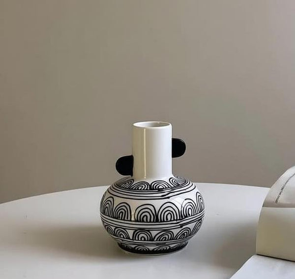 Geometric Porcelain Flower Vases, Handmade Water Holding Flower Vases, Ceramic Bud Vases, Small Flower Vases on Table-HomePaintingDecor