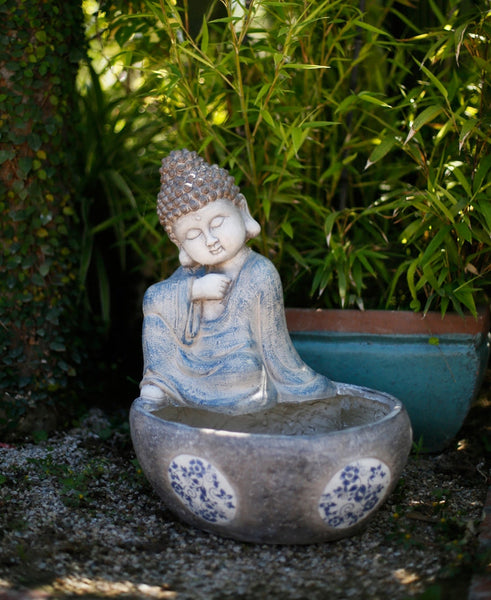 Sitting Buddha Flowerpot, Buddha Statue, Garden Decor Ideas, Large Figure Statue for Garden Ornaments, Villa Courtyard Decor, Outdoor Decoration Ideas-HomePaintingDecor