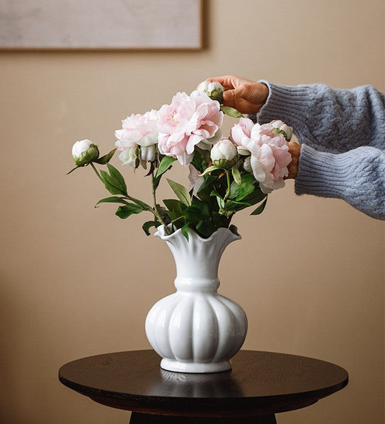 Handmade Water Holding Flower Vase, Ceramic Bud Vases, Small Flower Vases on Table, Rustic Porcelain Flower Vases-HomePaintingDecor